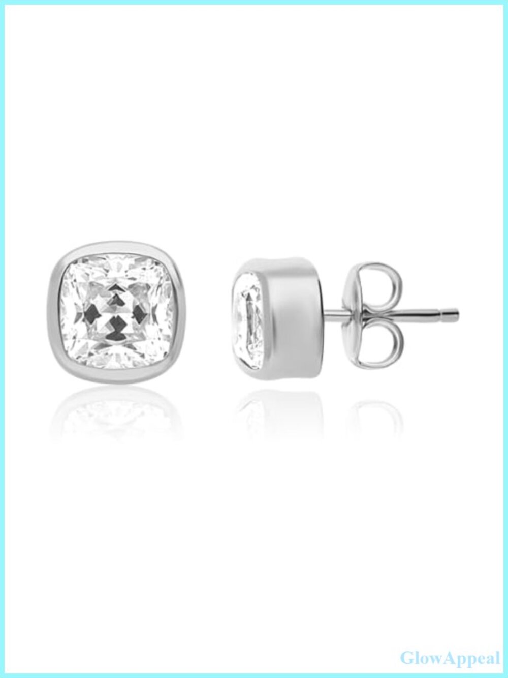 14KT White Gold Lab Grown Diamond Bezel Set Stud Earrings Womens